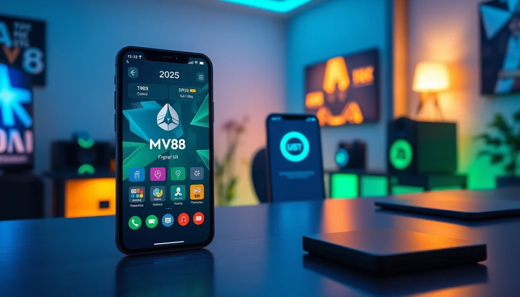 MV88 interface showcased on a smartphone displaying secure USDT transactions in a modern gaming setup.