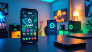MV88 interface showcased on a smartphone displaying secure USDT transactions in a modern gaming setup.