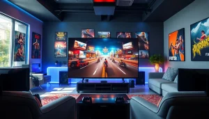 Showcase of a modern gaming setup featuring a vivid TV88 display