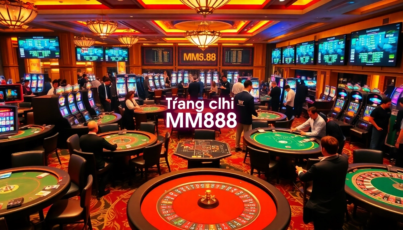 Thrilling casino action at Trang chủ MM88 with players enjoying blackjack and roulette.