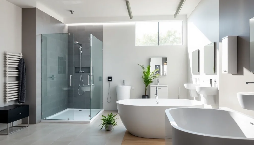 Sonni sanitär GmbH präsentiert stilvolle Badprodukte in einem eleganten Ausstellungsraum.