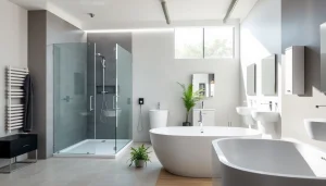 Sonni sanitär GmbH präsentiert stilvolle Badprodukte in einem eleganten Ausstellungsraum.