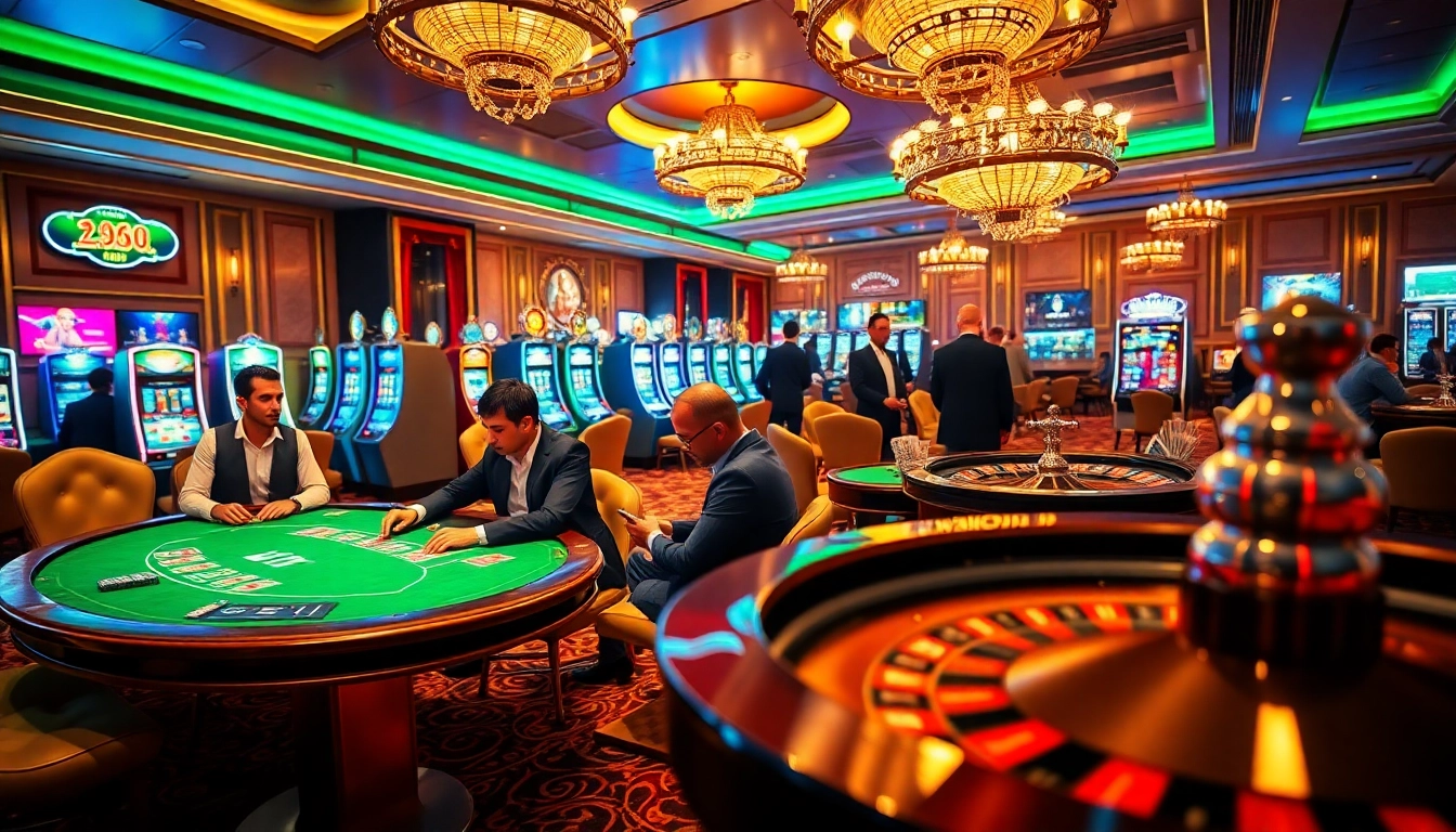 Experience the thrill of casino gaming at https://xx88.bar/ with players enjoying poker, roulette, and vibrant slot machines.