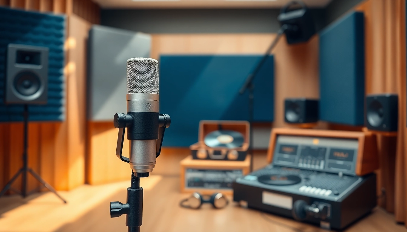 Capture sound with the MV88 microphone, showcasing its stylish design in a vibrant audio studio.