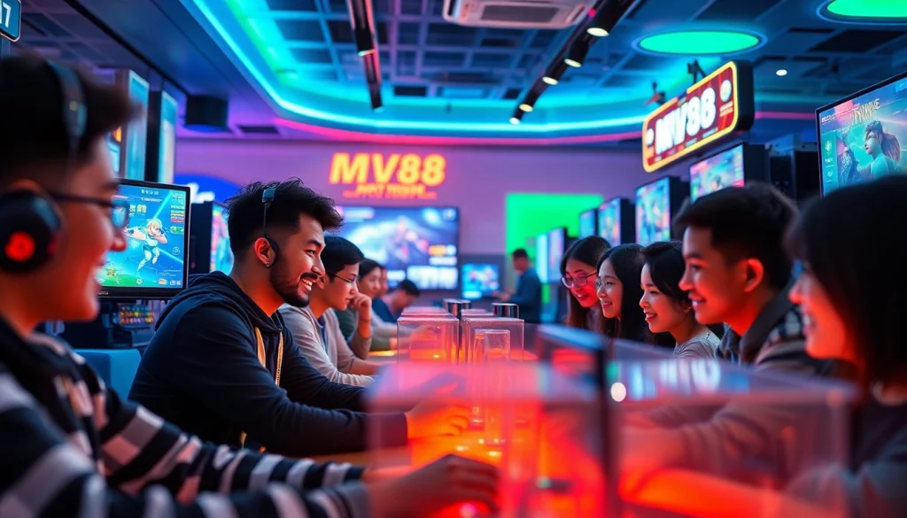 Engaging MV88 online gaming platform with diverse players and vibrant interface.