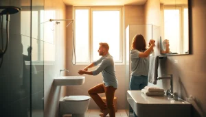 Die sonni sanitär GmbH präsentiert hochwertige Badprodukte in einem modernen Badezimmer.