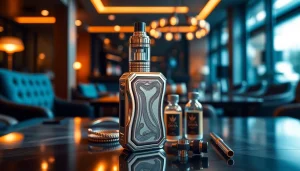 Erlebe die elegante Gestaltung des Oxva Vape-Geräts auf einem modernen Tisch.