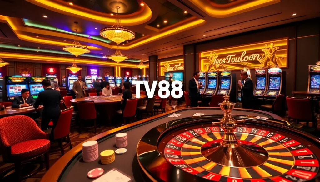 Engage with thrilling gameplay at TV88's vibrant online casino atmosphere.