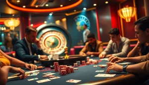 KJC offers thrilling poker action with vibrant chips and focused players in a captivating casino ambiance.