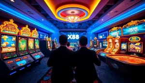 Exciting gaming visuals featuring XX88 platform with engaging games and sleek design.