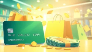 카드깡과 현금을 거래하는 모습으로 신용카드와 돈을 강조한 장면입니다.