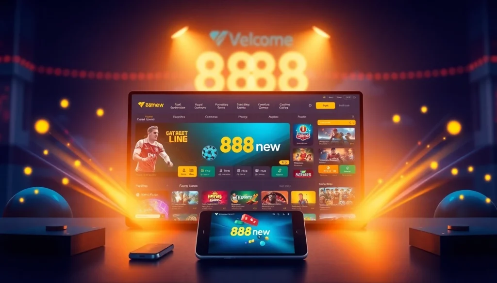 Experience the diverse gaming options at 888new's modern interface, showcasing secure online betting.