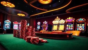 Experience luxury gaming at Sunwin with a busy casino table and exciting slot machines.