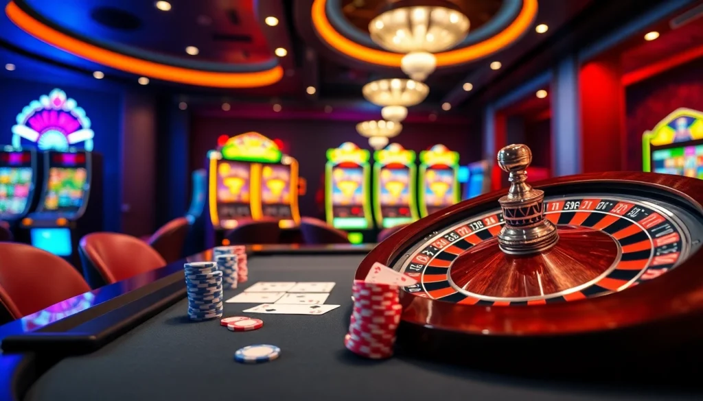 Experience dynamic betting with nhà cái gg88 at a vibrant online casino featuring poker tables and slots.