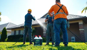 Roof cleaning by professionals in Kissimmee, Florida, showcasing safe soft washing techniques.