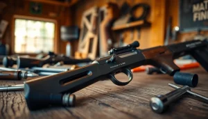 Showcase the Alamo 15 trigger for sale on a rustic table with tools, emphasizing its design.