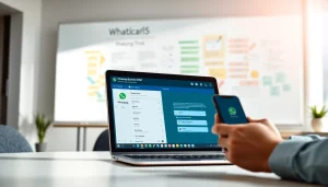 Utilizing WhatsApp Business CRM for effective customer engagement in a professional office setting.