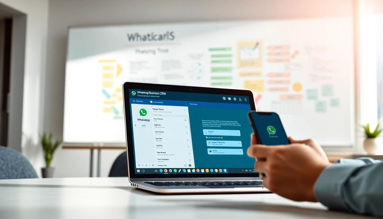 Utilizing WhatsApp Business CRM for effective customer engagement in a professional office setting.