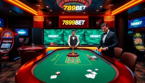 Experience the excitement of 789BET with a vibrant casino scene featuring live gaming action.