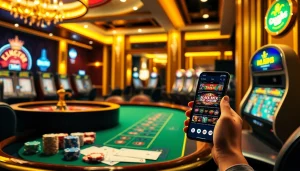 Exciting gambling scene featuring games and rewards at cair33bdg.com with casino tables and digital interfaces.