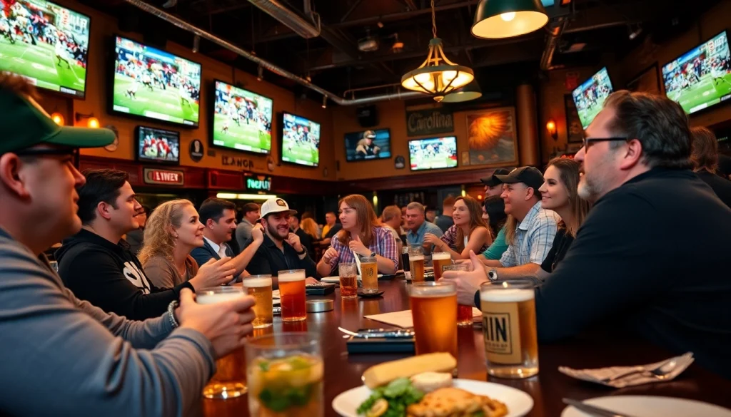 View of engaged fans in sports betting sites South Carolina atmosphere, cheering and celebrating.