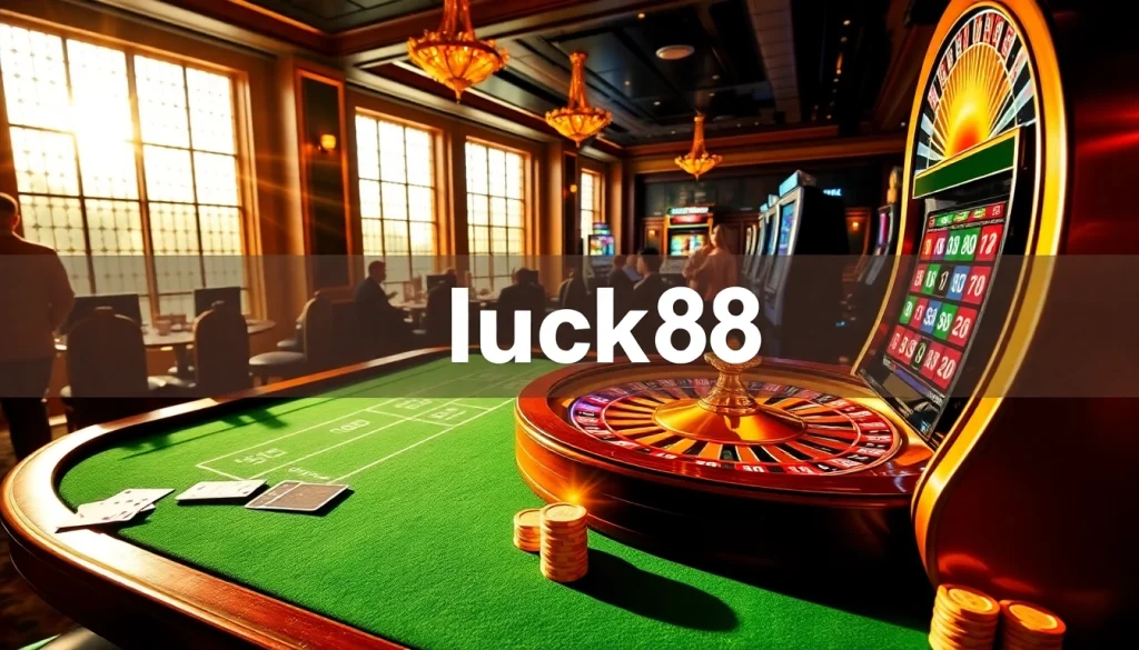Engaging casino players at a roulette table with luck8 branding, capturing the thrill of gaming.