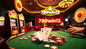 Experience excitement at 789win13 with luxurious casino gaming, featuring vibrant slot machines and poker action.