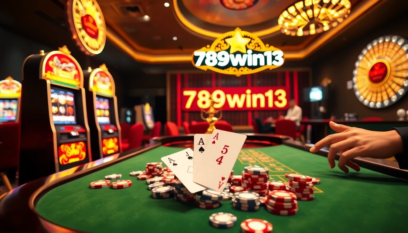 Experience excitement at 789win13 with luxurious casino gaming, featuring vibrant slot machines and poker action.