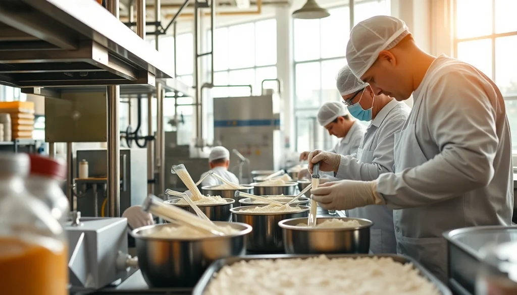 Showcasing the industrial sweetener production process with precision and modern equipment.