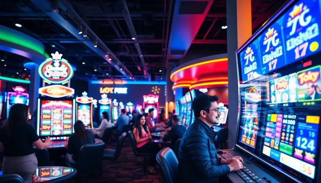 Players enjoying online casinos California with vibrant digital games and an energetic atmosphere.