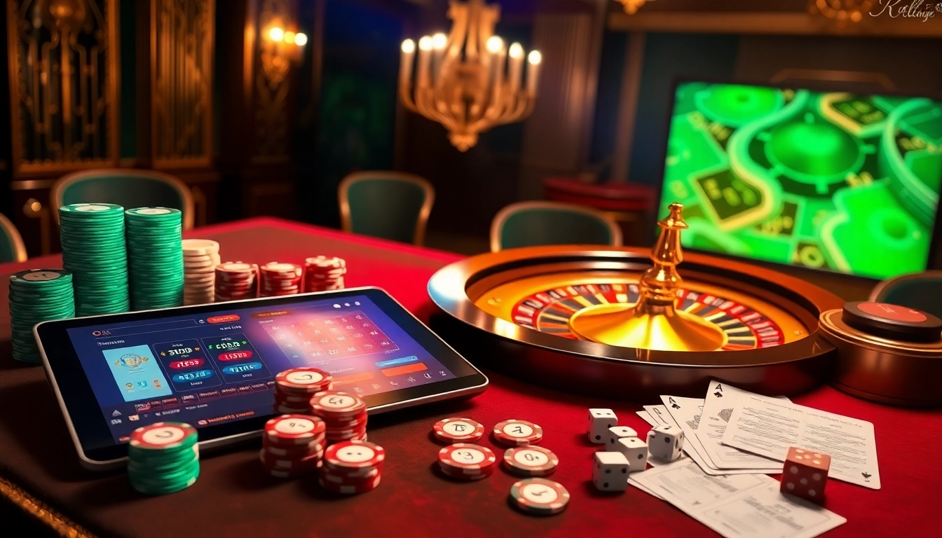 Experience the excitement of gambling with 'Top 10 Nhà Cái Uy Tín,' featuring poker chips and an elegant roulette wheel.