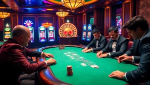 Engaged players compete in a high-stakes poker game at https://m88zo.com/ casino.