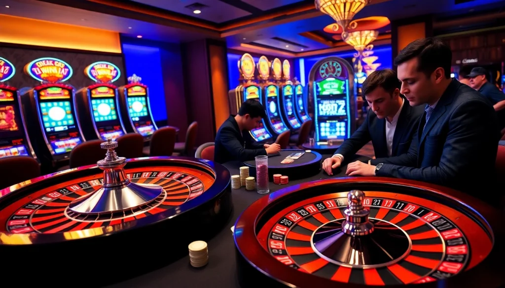 Engage with the rich gameplay at uu88..com, featuring a lively poker table and roulette wheel.