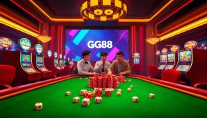 Exciting GG88 online casino scene showcasing vibrant tables and slot machines.