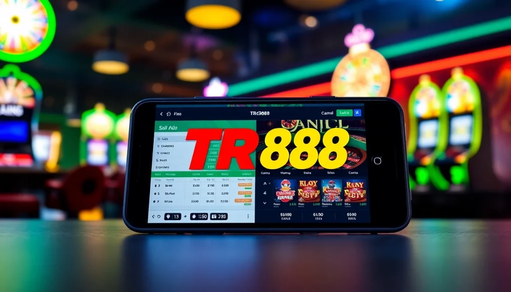 Engaging view of TR88 online betting interface with casino backdrop