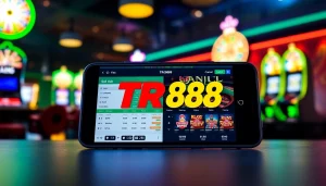 Engaging view of TR88 online betting interface with casino backdrop