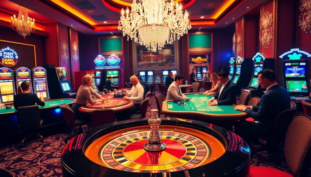 Engaging players at roulette and poker tables embodying excitement at https://rr888.in.net/ casino.