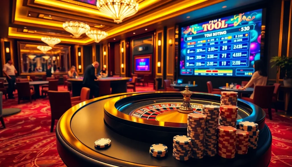 Experience the excitement of Tool xo so sieu toc in an upscale casino setting with roulette and card games.