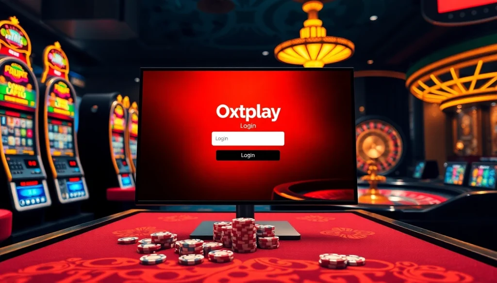 Experience the thrill of winning with Oxplay login at a luxurious casino setup filled with vibrant slot machines.