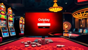 Experience the thrill of winning with Oxplay login at a luxurious casino setup filled with vibrant slot machines.