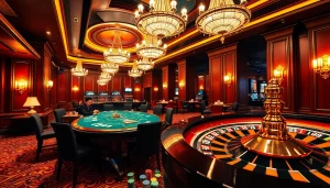 Login at an upscale casino poker table, emphasizing excitement and strategy.