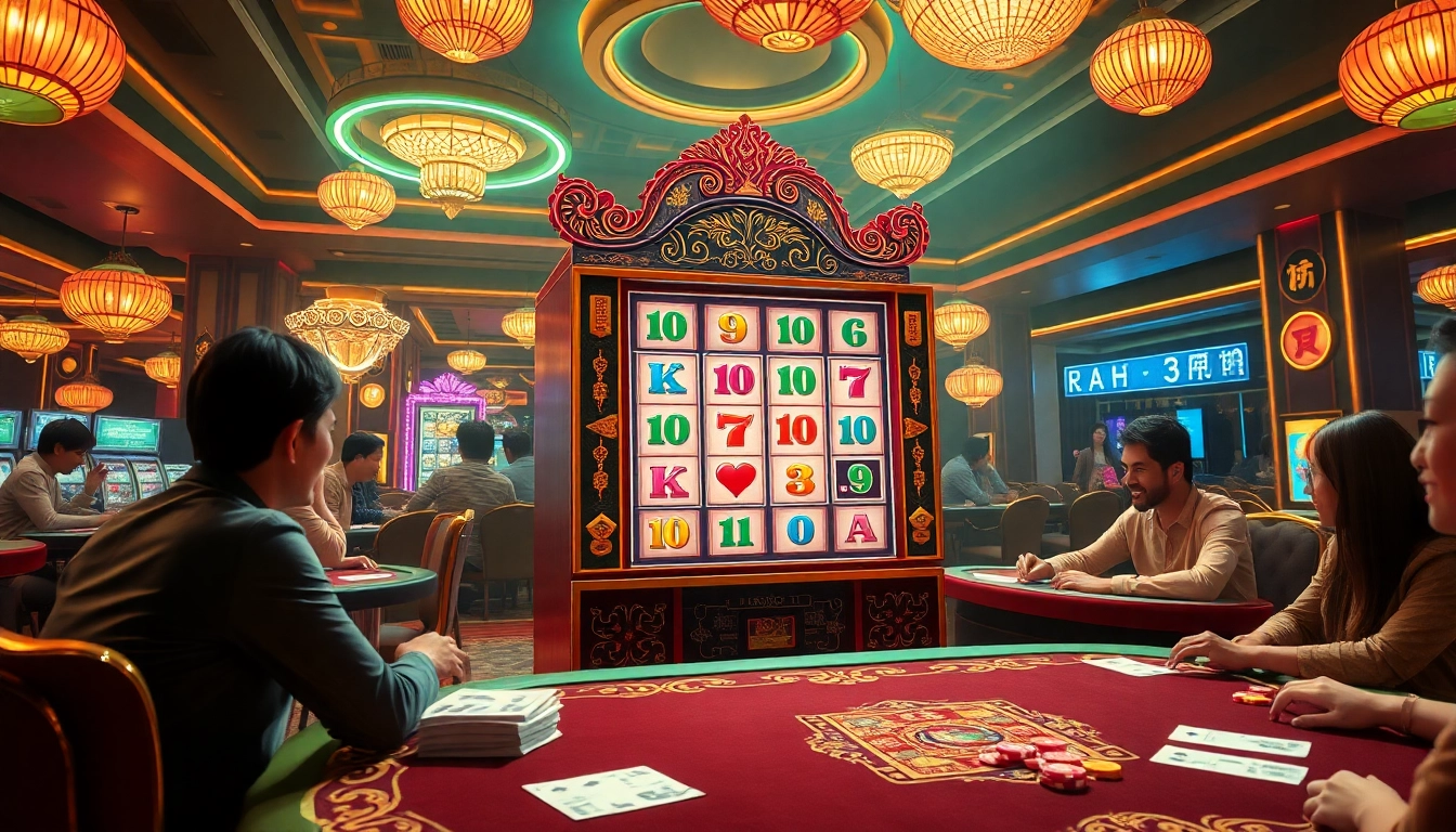 Engage in a thrilling mahjong slot demo experience in a luxurious casino atmosphere.