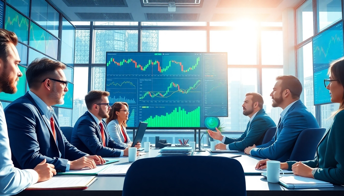 Traders analyzing charts and discussing strategies in the sway markets.