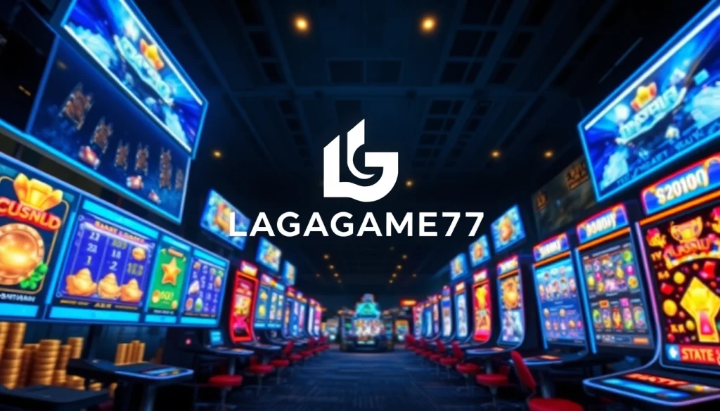 LAGAGAME77 gaming experience featuring vibrant digital slot games and exciting visual elements.