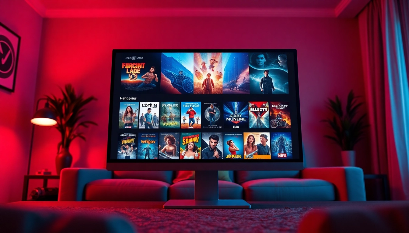 Zonafilm streaming platform interface showcasing latest movies in a cozy setting.