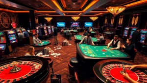 Action-packed gaming at https://kjc.football/, featuring vibrant casino tables and excited players.