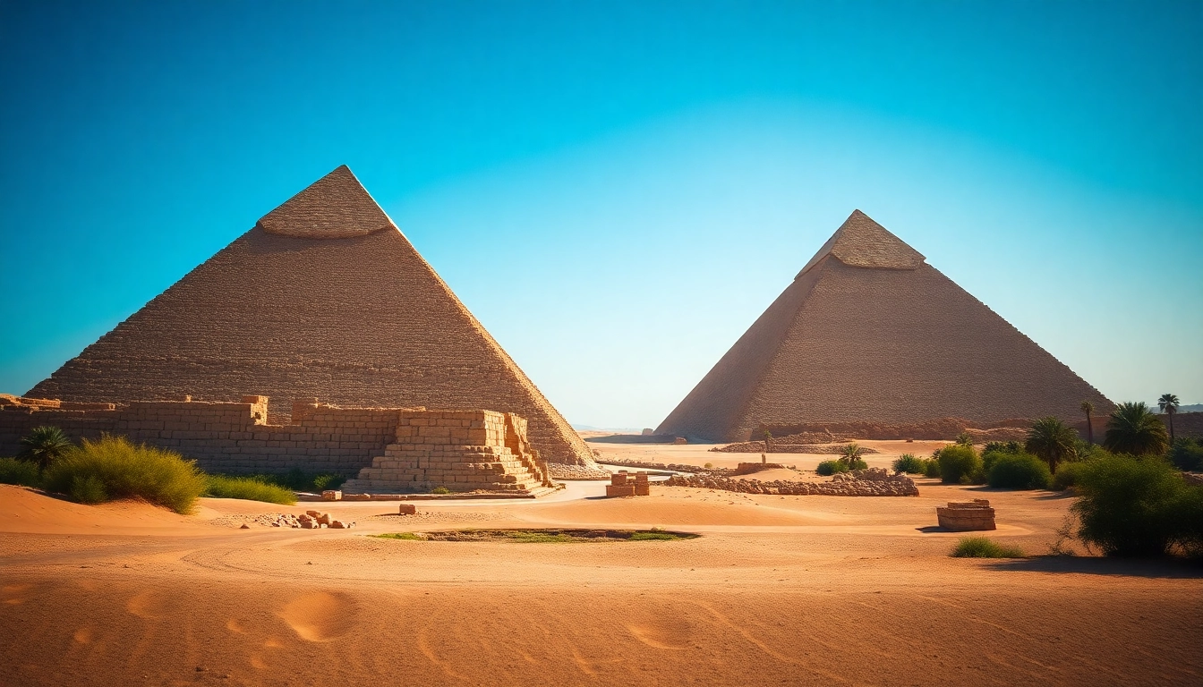 Captivating view of the piraminds with stunning details and rich textures against a clear sky.