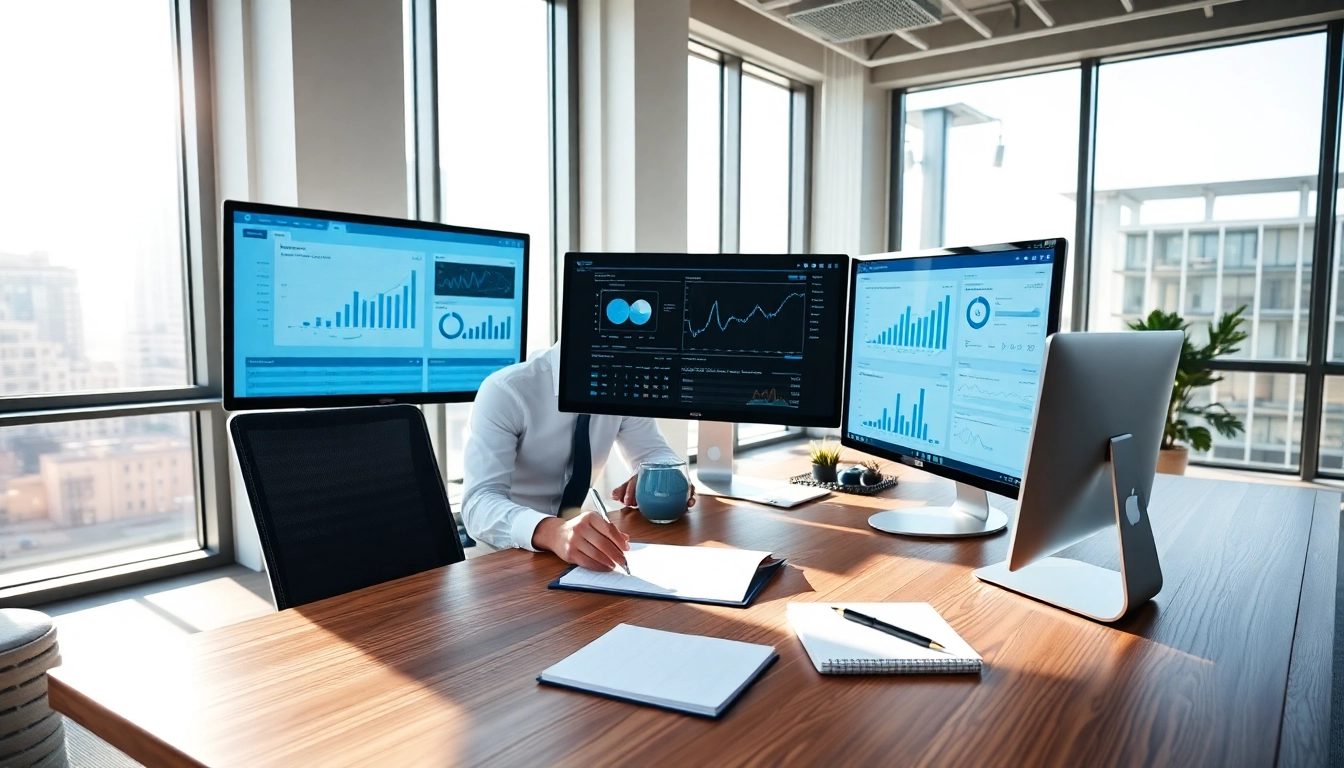 Engaging scene of business automation experts near me collaborating in a bright office environment.