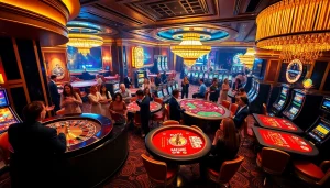 Nohu90 players enjoying the excitement of various casino games in a luxurious setting
