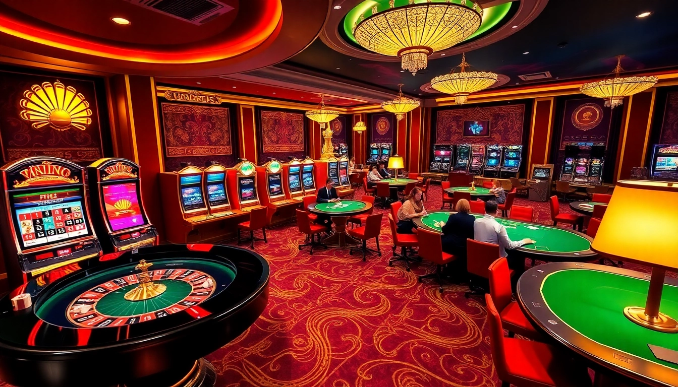 Experience the thrill of immersive gambling at https://nk88net.com/ with a vibrant casino scene featuring roulette and poker.